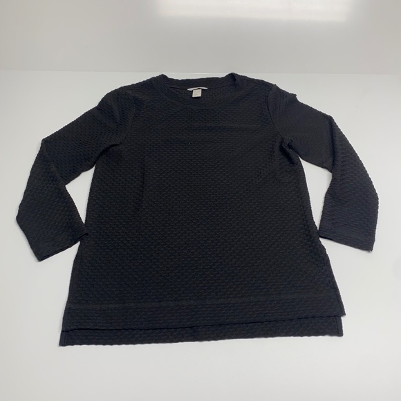 Chic Black Textured Long Sleeve Top - Women's Size Medium - Picture 3 of 5